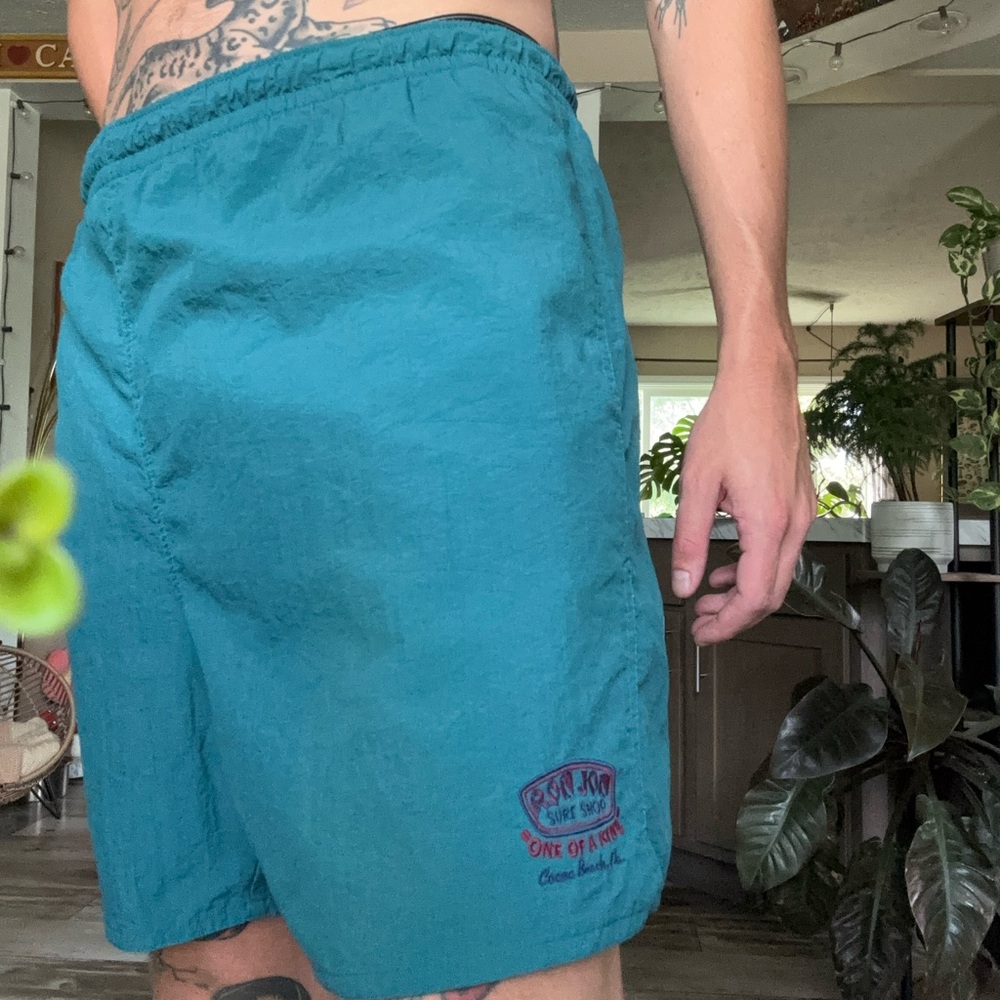 Vintage Ron Jon Blue and Teal Surf Shorts
